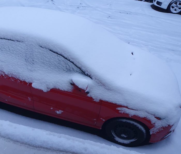 Snowed in car in April 2022