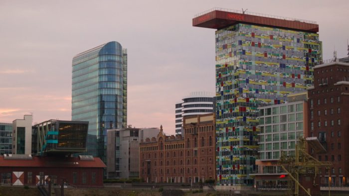 Dusk at Düsseldorf Harbour, July 2022