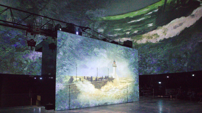 Monet Painting Jetty at Le Havre in multimedia show