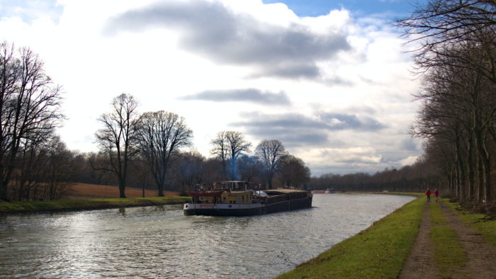 cargo ship on the canal