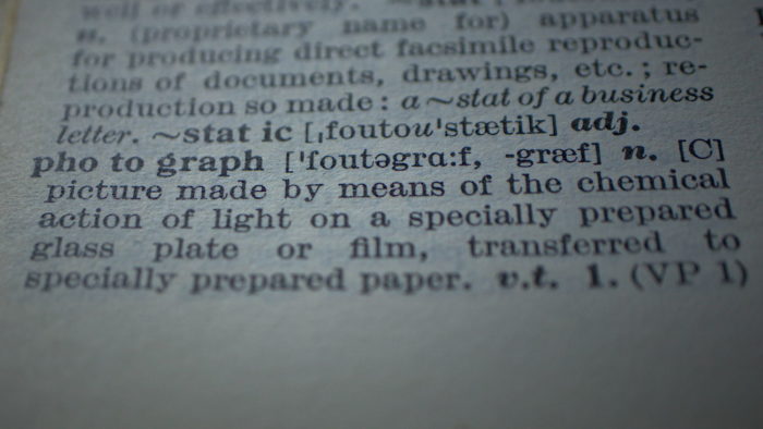 Dictionary entry for photograph in the OALD 1963