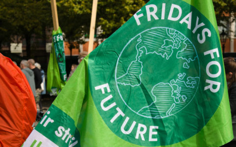 Fridays For Future Flag at a Climate Protest