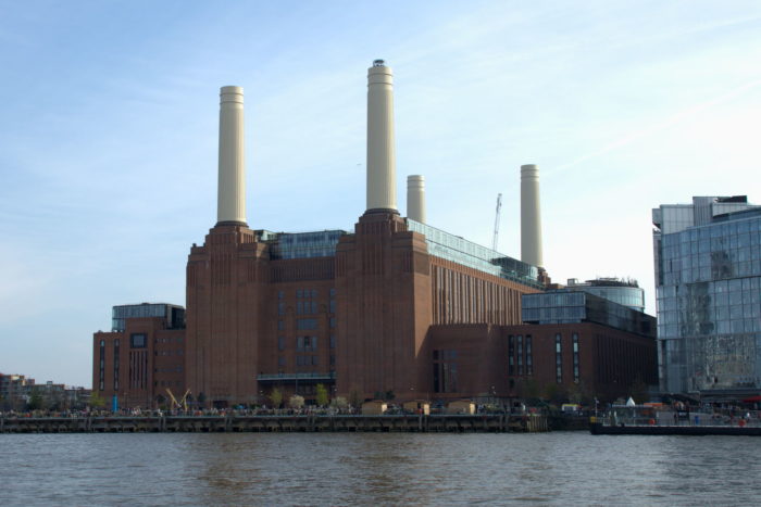 Battersea power station from across the river
