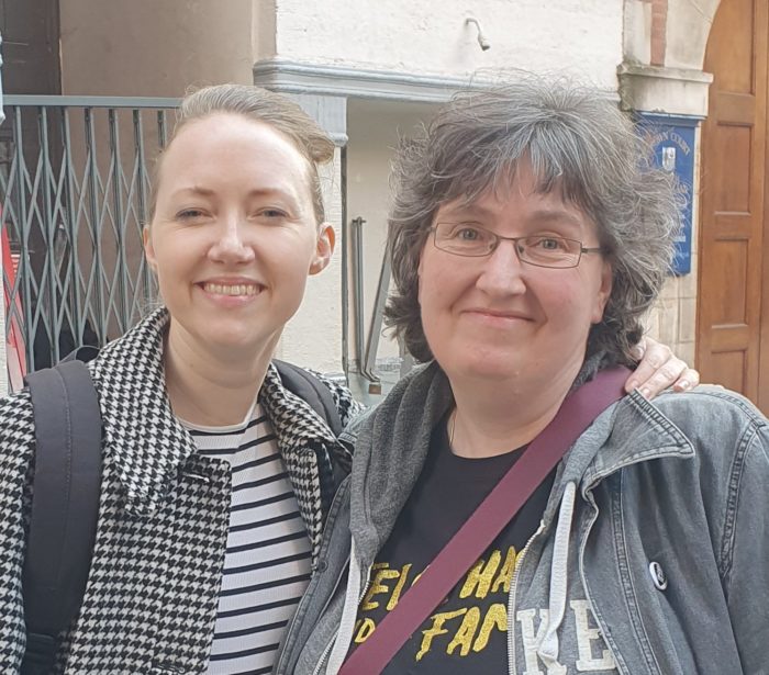 Tash Hodgson and me at the stage door