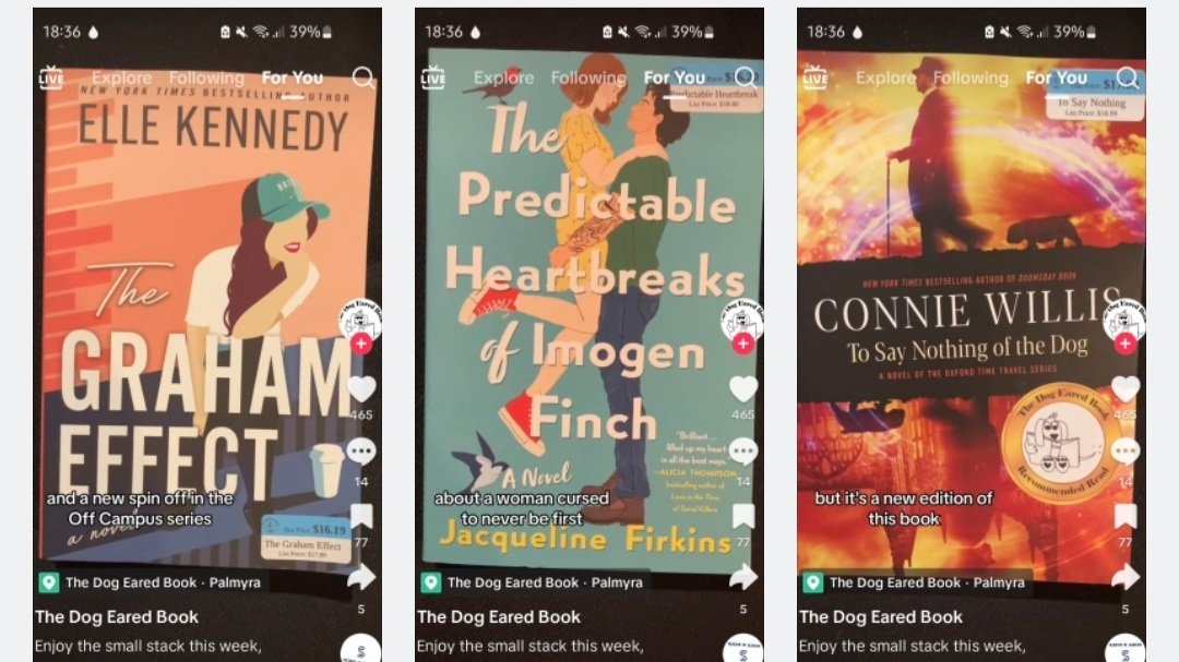 Screenshot of 3 screenshots of book recs in an album on my phone