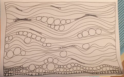 Doodle, bubbles between lines