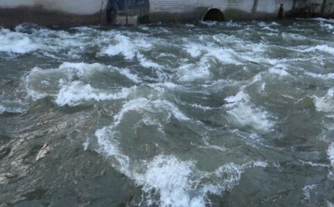 Rapids in a flooded river