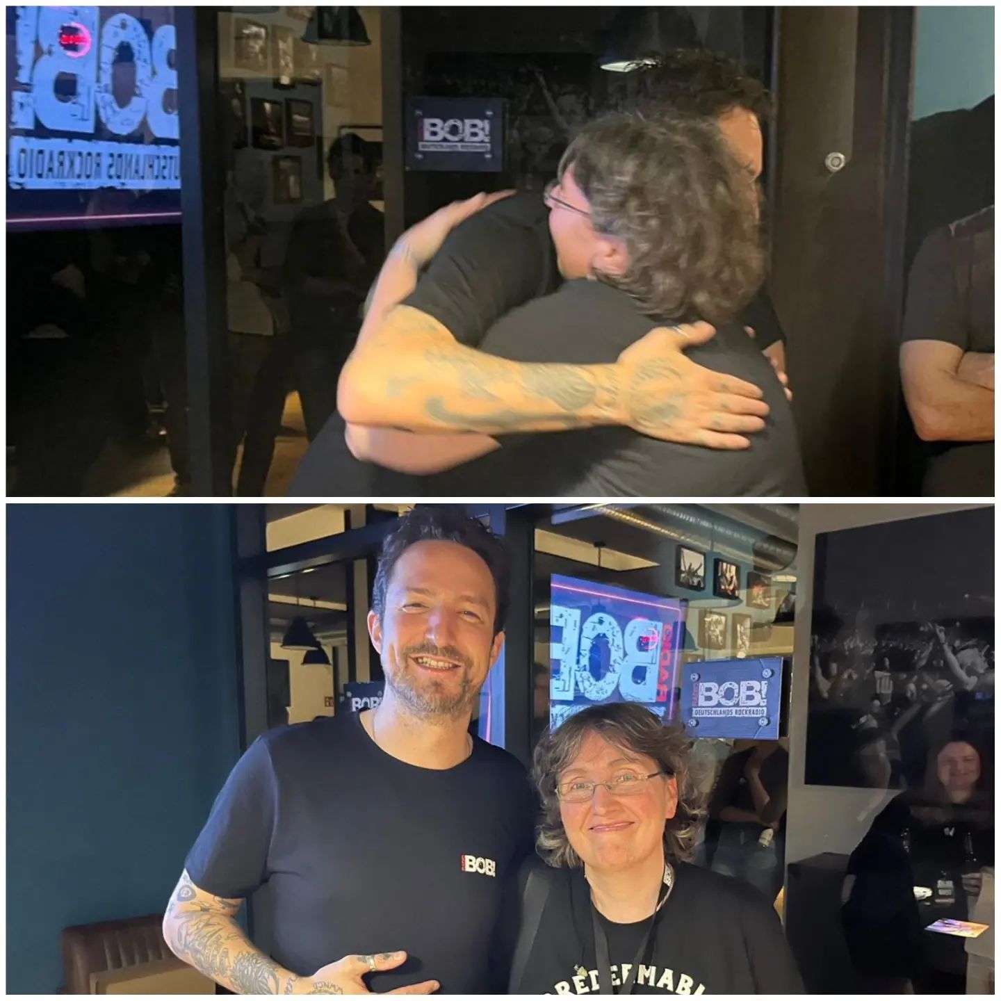 Photo of Frank hugging me and of Frank & me side by side after the gig