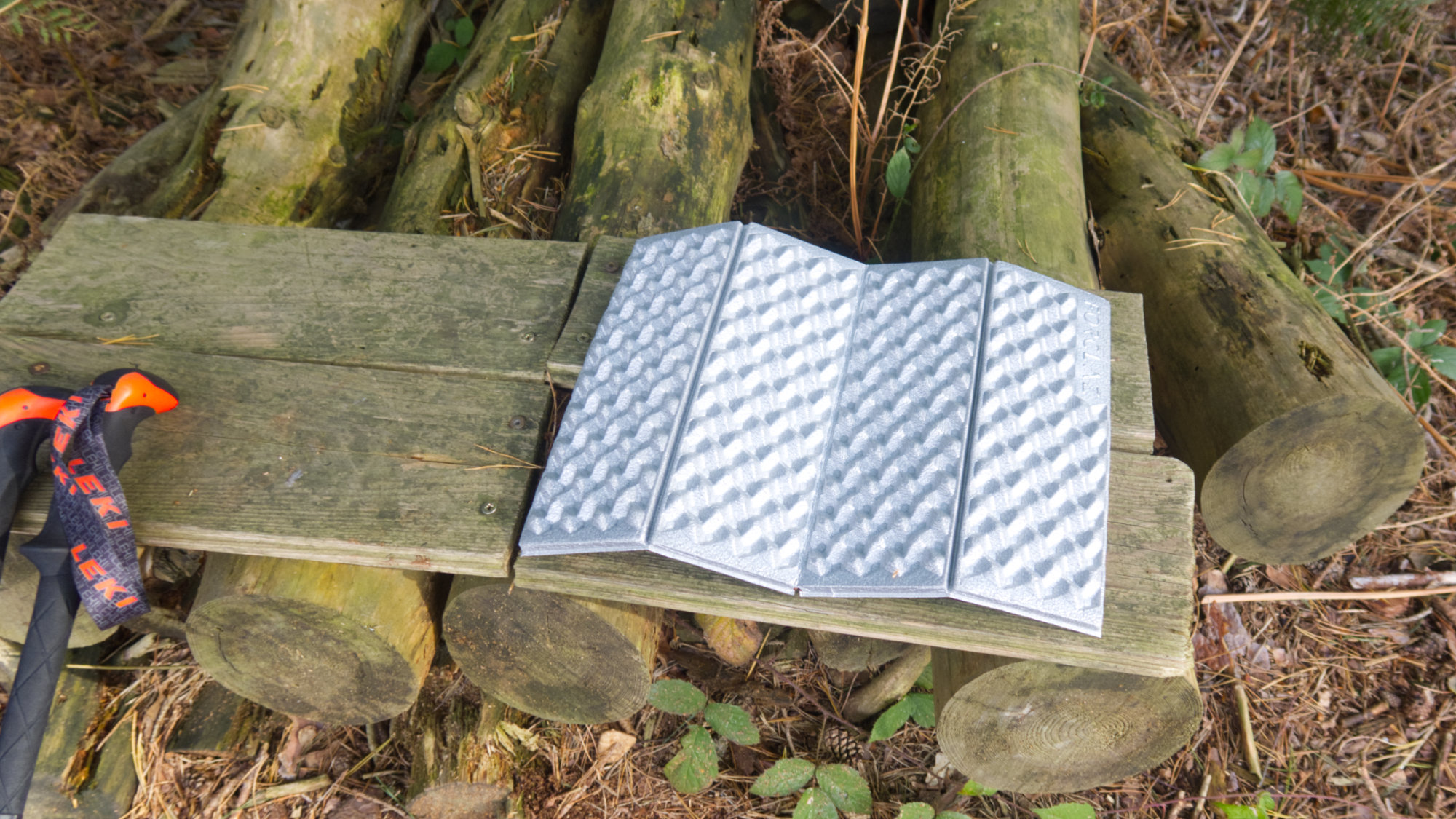 Photo of seating mat on a makeshift bench