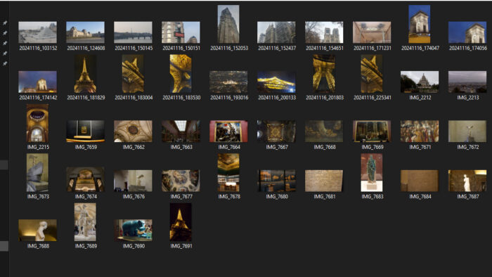 Sceenshot of thumbnails of my Paris photos