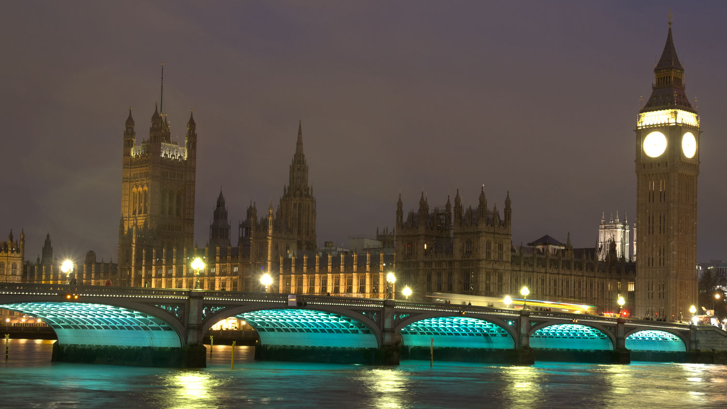 Palace of Westminster and Westminster Bridge at Night