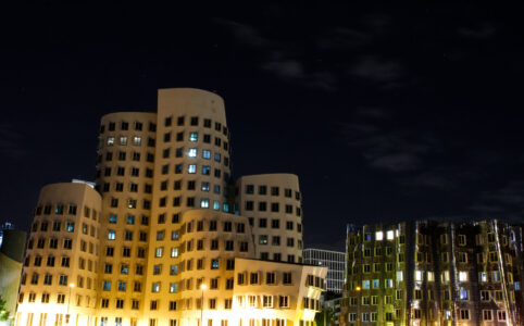 Gehry Buildings by night