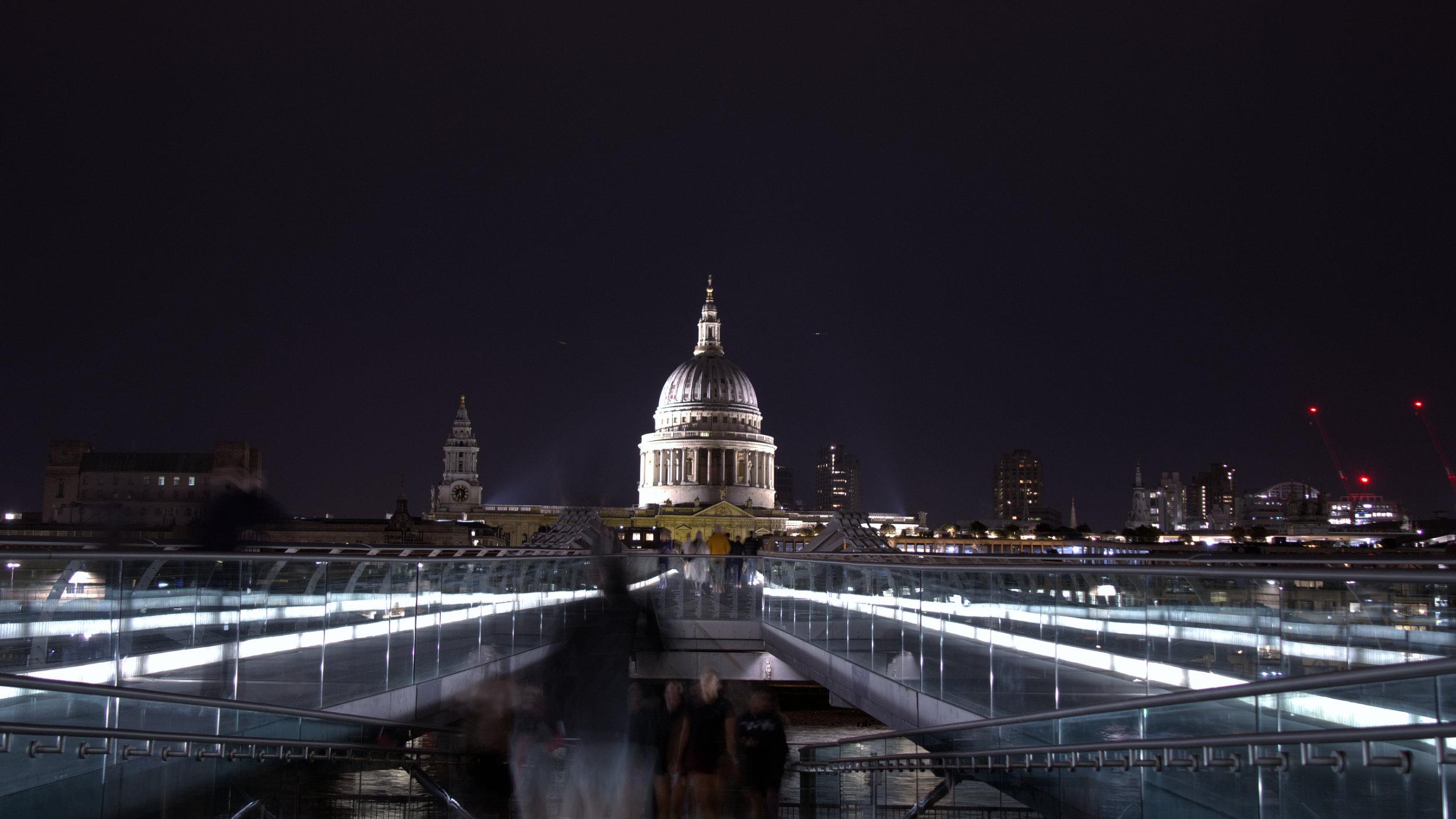 Millenium Bridge and St. Pauls by night